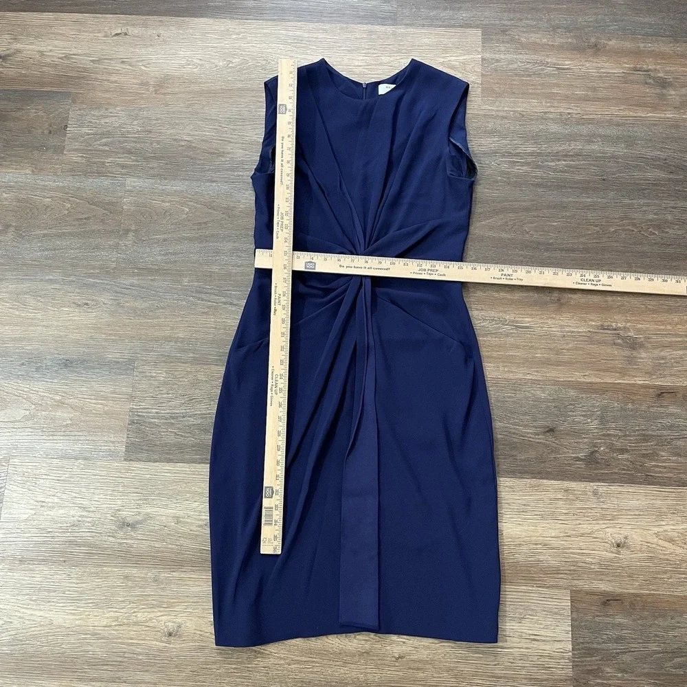 MM.LaFleur Taylor Dress 12 Indigo Knot Front Sheath Sleeveless Career Work